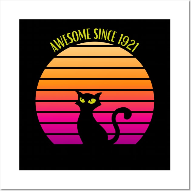 Awesome Cat Since 1921 Wall Art by Flower Queen